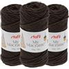 Stafil My Macramè 2 mm - Set 3 Gomitoli da 100 g (90 m) - Cordino Macramè in Cotone Riciclato per Borse, Decorazioni, Arazzi, Portachiavi e Crochet - Colore Marrone Scuro