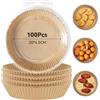 Elalove fogli friggitrice ad aria, 100 pezzi contenitori usa e getta in carta per teglia friggitrice ad aria, accessori friggitrice ad aria per Microonde, 16cm x 4.5cm (Rounded 20-24 cm)