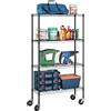Furinno Wayar Scaffale portaoggetti in Metallo a 4 Ripiani con Ruote, 91 x 36 x 157,5 cm, Nero