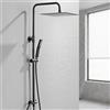 Auralum Colonna Doccia senza Miscelatore, Colonna Doccia Nera con Saliscendi Doccia Regolabile 72-110cm, Saliscendi Doccia Acciaio Inox con Soffione 30cm*30cm, Asta Doccia con Soffione e Doccetta
