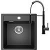 ANYCEE 40x46 cm Lavello Granito Nero con Arco Rubinetto Cucina Molla