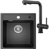 ANYCEE 40x46 cm Lavello Granito Nero con L Rubinetto Estraibile