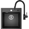 ANYCEE 40x46 cm Lavello Granito Nero con Arco Rubinetto Cucina Estraibile
