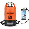 ECHTPower Dry Bag 5 l, 10 l, 20 l, impermeabile, con tracolla regolabile, striscia riflettente, sacchetto impermeabile per nuoto, barca, canoa, stand up paddling, Colore: arancione., 20 l, Fashion