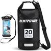 ECHTPower Dry Bag 5 l, 10 l, 20 l, impermeabile, con tracolla regolabile, striscia riflettente, sacchetto impermeabile per nuoto, barca, canoa, stand up paddling, Nero, 20 l, Per esterni