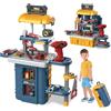 JONRRYIN Banco da Lavoro per Bambini, 46 Pezzi Cassetta Attrezzi Bambini, Attrezzi Costruzioni Giochi con Martello Cacciavite Trapano Elettrico, Giochi Imitazione Educativi per Bambini (Blu)