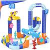 EUCOCO 117 Pezzi Giochi Bambini 3 4 5 6 7 8 Anni, DIY Cube Track Regalo Bambino 3-8 Anni Trenino Elettrico per Bambini Tema Oceano Pista Magnetica
