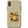 Sunlit Meadow Botanicals Custodia per iPhone X/XS Lucciole e girasoli, vaso vintage da giardino, motivo: Firefly Meadow
