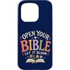 Faith & Purpose Christian Collective Custodia per iPhone 15 Pro Bibbia Floreale Lettura Fede Citazione Open Your Bible Bloom