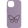 Tiny Meaning Studio Custodia per iPhone 14 Natura minimalista disegnata a mano viola lilla polverosa della farfalla