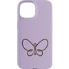 Tiny Meaning Studio Custodia per iPhone 15 Natura minimalista disegnata a mano viola lavanda morbida farfalla