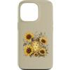 Sunlit Meadow Botanicals Custodia per iPhone 13 Pro Lucciole e girasoli, vaso vintage da giardino, motivo: Firefly Meadow