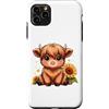 Highland Cow Sunflower Cute Farm Animal Custodia per iPhone 11 Pro Max Carino Highland Mucca Girasole Rustico Fattoria Amante Animali