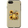 Sunlit Meadow Botanicals Custodia per iPhone SE (2020) / 7/8 Lucciole e girasoli, vaso vintage da giardino, motivo: Firefly Meadow