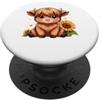 Highland Cow Sunflower Cute Farm Animal Carino Highland Mucca Girasole Rustico Fattoria Amante Animali PopSockets PopGrip Adesivo