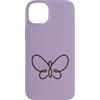 Tiny Meaning Studio Custodia per iPhone 14 Plus Natura minimalista disegnata a mano viola lavanda morbida farfalla