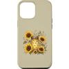 Sunlit Meadow Botanicals Custodia per iPhone 12 Pro Max Lucciole e girasoli, vaso vintage da giardino, motivo: Firefly Meadow
