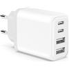 WatioWave Caricatore USB, 40 W spina USB C caricatore cellulare ricarica rapida replacement for 15 14 13 12 11 Pro MAX SE 2020 XS X 8 7 6, iPad, 4 porte USB Charger testina adattatore da parete corrente
