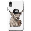 Funny Farm Animal Highland Cow Humor Des Custodia per iPhone XR Hot Mess Divertente Highland Mucca Carino Coffee Lover
