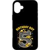Kids Construction Theme Birthday Boy App Custodia per iPhone 16 Plus 5 ° compleanno ragazzo costruzione escavatore camion