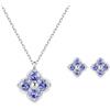 PHNIBIRD Quadrifoglio Collana e Orecchini Donna Argento 925 Pietra Natale | Ipoallergenico, Regolabile, Comodo da Indossare, Brillante, Elegante, Fortuna a Quattro Foglie Regalo Donna con Pietra Natale