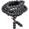 Jovivi Mala Bracciale con 108 Perline in Lava Vulcanica per Donna Uomo Bracciale Rosario con Perline in Pietra Naturale 6mm 8mm Preghiera Braccialetto Avvolgente Buddista 108 Grani Meditazione (8mm)
