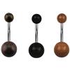 PiercingDoc Confezione da 3 piercing per ombelico in legno con sfere in legno e Legno, colore: 12 mm., cod. BNGAR-BNGSW-BNGSN-12mm