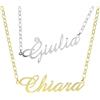 Artlinea, Collana in Argento 925 Sterling, con Nome Personalizzabile, Tutti i Nomi Disponibili, Chiusura a Moschettone, Made in Italy