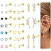 LOLIAS 17Paia Set Orecchini Donna Acciaio Inossidabile Ipoallergenici Piccoli Orecchino a Bottone Anallergici Conch Trago Helix Piercing Orecchio Acciaio Chirurgico Orecchini Donna