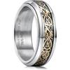 King Will Anello Fidget Nero Drago Celtico Spinner Anello In Acciaio Inox Blu / Rosso Fibra di Carbonio Intarsio 8mm Anello di Ansia per Uomini e Donne, 54.3 (17.3), Acciaio inossidabile, Nessuna