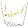 Artlinea, Collana in Argento 925 Sterling, con Nome Personalizzabile, Tutti i Nomi Disponibili, Chiusura a Moschettone, Made in Italy