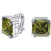 Bling Jewelry Tradizionale Classico Grande Dichiarazione 5 CT Piazza Taglio Principessa Simulazione Verde Oliva Peridoto AAA CZ Solitario Clip Su Orecchini A Perno Per Le Donne Placcato Argento Non Forato 12Mm