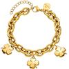 Purelei Bracciale Luck Clover - accattivante design a doppia fila con catena grossolana e elementi a quadrifoglio, in acciaio inox, placcato oro 14 carati, placcato oro rosa 18 carati o argento
