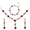 DIVINA VITAE Set Gioielli con 3 Pezzi: Rose Collana con Ciondolo, Bracciale e Orecchini Rossi - Donna Accessori per Matrimonio, Ballo, Festa di Compleanno e Fine Anno