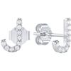 Ayoiow Orecchini Donna Zirconi Argento 925, Orecchini A Bottone Argento J 26 Lettere Donna Orecchini