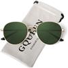 GQUEEN Occhiali da sole retrò da donna e uomo, rotondi, montatura in metallo polarizzato, snodo a molla, stile hippie alla moda, protezione UV400, 1 oro verde, M