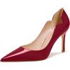 CHMILE CHAU 【È necessario misurare la lunghezza dei vostri piedi prima di ordinare】 Scarpe da donna con tacco alto a spillo-punta chiusa 33-CHC-19, Borgogna P, 37 EU