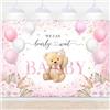 Lecheme Pink Bear Baby Shower Sfondo 2,1 x 1,5 m We Can Bearly Wait Banner per ragazza Baby Shower Decorazioni Photo Booth Puntelli