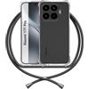 ANFAIRLACE Cover Cordino Compatibile con Xiaomi 17T Pro, Nero | Custodia Laccio Trasparente Silicone Morbido Regolabile Antiurto Rinforza Angoli Cuscino d'Aria Chiaro Case
