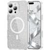 SIYOPINPFY Cover Brillante per iPhone iPhone 16 Pro Max Compatibile con MagSafe, Trasparente Carino Glitter Bling Scintillante per Donne e Ragazze, Custodia Magnetica Antiurto Lucida (Trasparente)