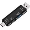 Huhudyy 5-In-1Multifunzione OTG Lettore Di Schede Micro-SD/Scheda SD/Supporto Per Lettore USB TF Android Type-C Phone/Computer/Tipo-C Universale