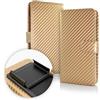 Generico Custodia (UNIVERSALE) compatibile con HUAWEI Y5II Y52 (CUN-L21 CUN-L01CUN-U29) Y62 Y6II Compact 5.0 (LYO-L01) Cover CASE flip LIBRO con gancio PROTEZIONE ANTIURTO antigraffio PORTAFOGLIO (Gold)