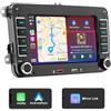 Moobsnry Autoradio per VW Passat Golf Polo Caddy EOS Touran Tiguan Jetta Seat Skoda, Car Radio con Carplay Android Auto senza Fili, 7 HD Schermo Tactile USB Mirror Link Bluetooth FM AM RDS EQ Canbus SWC