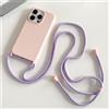 Hadwii Custodia per iPhone 16 Pro Max con nastro, sottile custodia con cordino da appendere, protezione per la fotocamera, rimovibile e regolabile, rosa