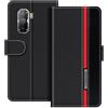 UOGNADGD Custodia in pelle a righe per Blackview Rock 3 - Nero | 6.78 Custodia portafoglio flip con blocchi di colore, chiusura magnetica, supporto e portacarte