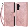 KENHONER Custodia per Samsung Galaxy A35 5G Cover, Oro rosa Farfalla | Portafoglio in Pelle PU Retro, Antiurto Flip, Slot per Schede, Funzione Stand, Chiusura Magnetica