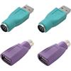 Xevtrak Adattatore PS/2 A USB, Adattatore Tastiera Mouse Switch, Convertitore USB Tastiera Passiva, Adattatore PS2 USB Tastiera Mini DIN Viola, Set di 4, Adattatore Per PSVR2 PC E Computer Retro