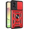 RonRun Cover per Oppo A38 4G, Copertura Scorrevole Custodia Protettiva per Fotocamera con Supporto Integrato, Protezione Antishock Pesante Cover case, Rosso