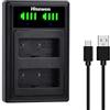 Hisewen NP-W126 NP-W126S - Caricatore doppio con connettore USB-C per Fujifilm Fuji XT3, X100F, X100V, X-T100, X-T200, X-S10, X-A5, X-A10, X-E4, X-Pro2, X-Pro3, X-T3, X-T10, X-T20