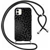 Yoedge Leopardata Cover con Cordino per iPhone 11, Aesthetic Disegni Motivo Corda, Sottile Morbido Silicone Laccio Custodia Antiurto Case con Tracolla Collana Catena per iPhone 11 6,1,Nero
